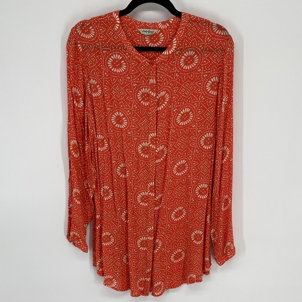 Lucky Brand Button Front Ling Floral Top XL?